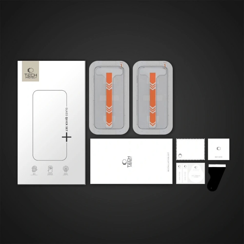 Tech-Protect Quick Set+ Tempered Glass for Apple iPhone 15 Pro (2 pcs), Black