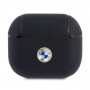 BMW BMA3SSLNA Genuine Leather Silver Logo Cover for Apple AirPods 3, navy