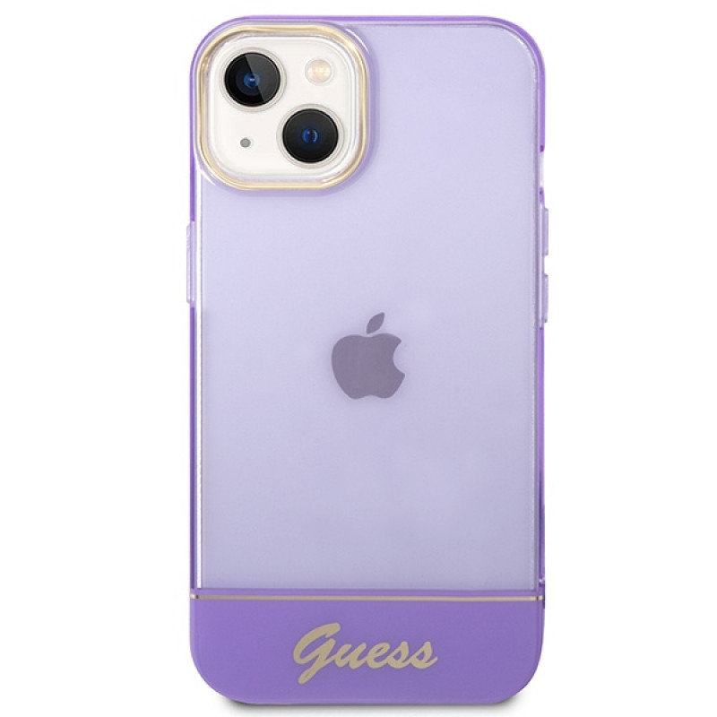 Guess GUHCP14SHGCOU Translucent Hardcase for Apple iPhone 14 / 15 / 13 6.1 inch, purple