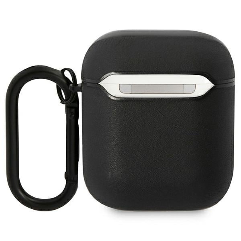 BMW BMA222RVSK Leather Color Lines Cover for Apple AirPods 1/2, black