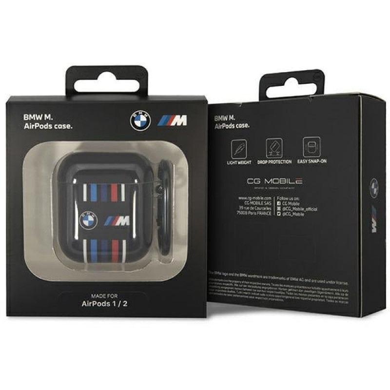 BMW BMA222SWTK Multiple Colored Lines Cover for Apple AirPods 1/2, black