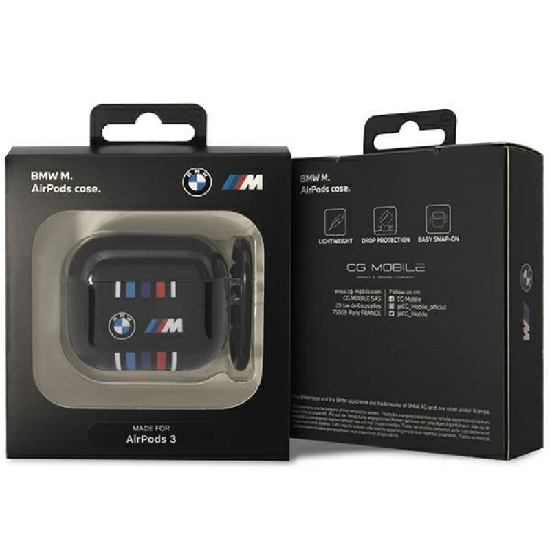 BMW BMA322SWTK Multiple Colored Lines Cover for Apple AirPods 3, black
