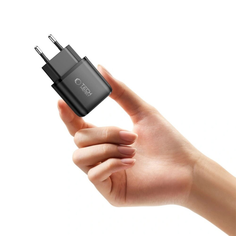Tech-Protect NCA30 USB-A, USB-C Wall Charger PD 30W / QC3.0, Black