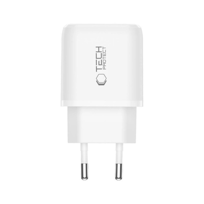 Tech-Protect NCA30 USB-A, USB-C Wall Charger PD 30W / QC3.0, White
