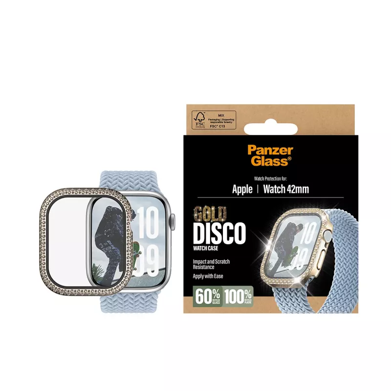 PanzerGlass Fullbody Screen Protector for Apple Watch 2025 42 mm, Disco Gold (PG88079)