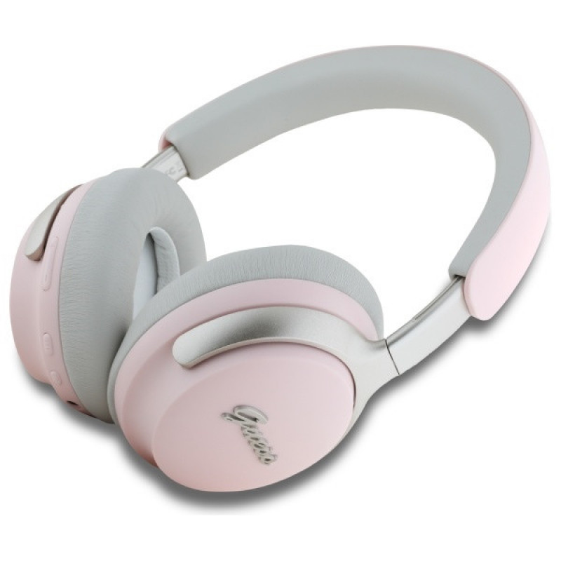 Guess GUBHC22PSBCSMP Metal Script Logo Wireless Over-Ear Headphones, ANC/ENC, pink
