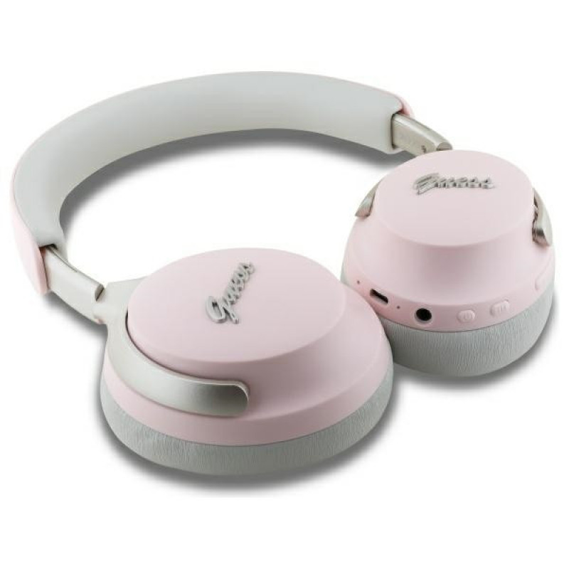 Guess GUBHC22PSBCSMP Metal Script Logo Wireless Over-Ear Headphones, ANC/ENC, pink
