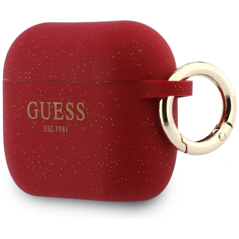 Guess Silicone Glitter Ring Case for Apple AirPods Pro 3, fuchsia