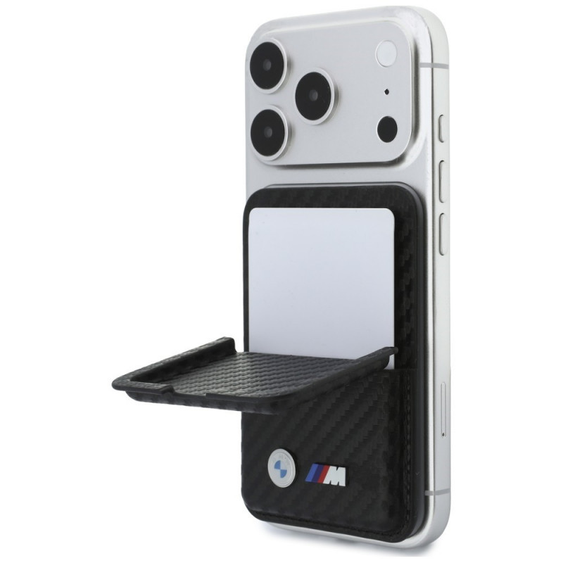 BMW M Carbon Metal Logos MagSafe Wallet, black
