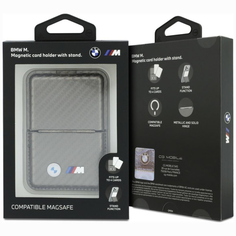 BMW M Carbon Metal Logos MagSafe Wallet, anthracite