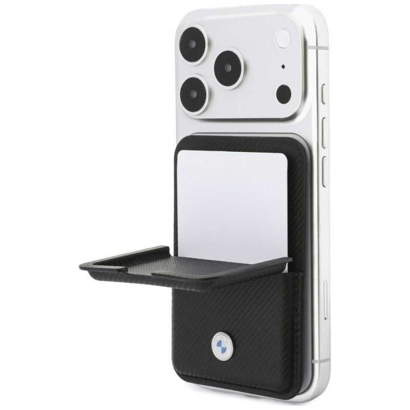 BMW Carbon Metal Logos MagSafe Wallet, black