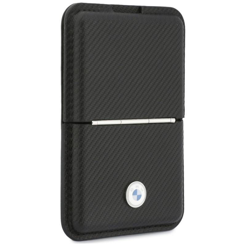 BMW Carbon Metal Logos MagSafe Wallet, black