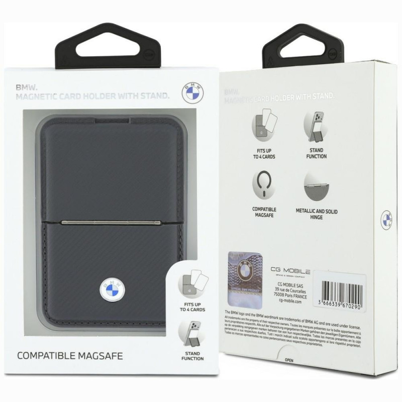 BMW Carbon Metal Logos MagSafe Wallet, anthracite