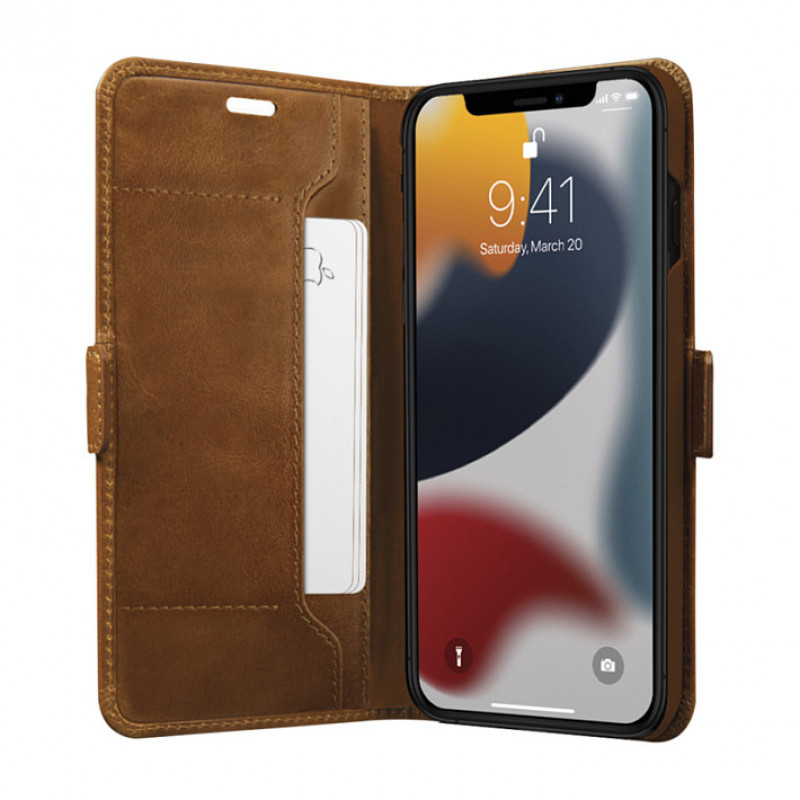 dbramante1928 Copenhagen Slim Flip Case, Grained Leather, Tan, for Apple iPhone 13 mini (CS54GT001324)