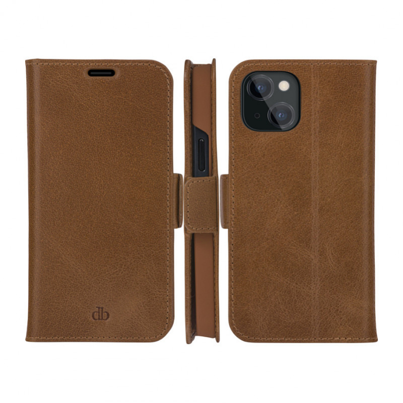 dbramante1928 Copenhagen Slim Flip Case, Grained Leather, Tan, for Apple iPhone 13 mini (CS54GT001324)
