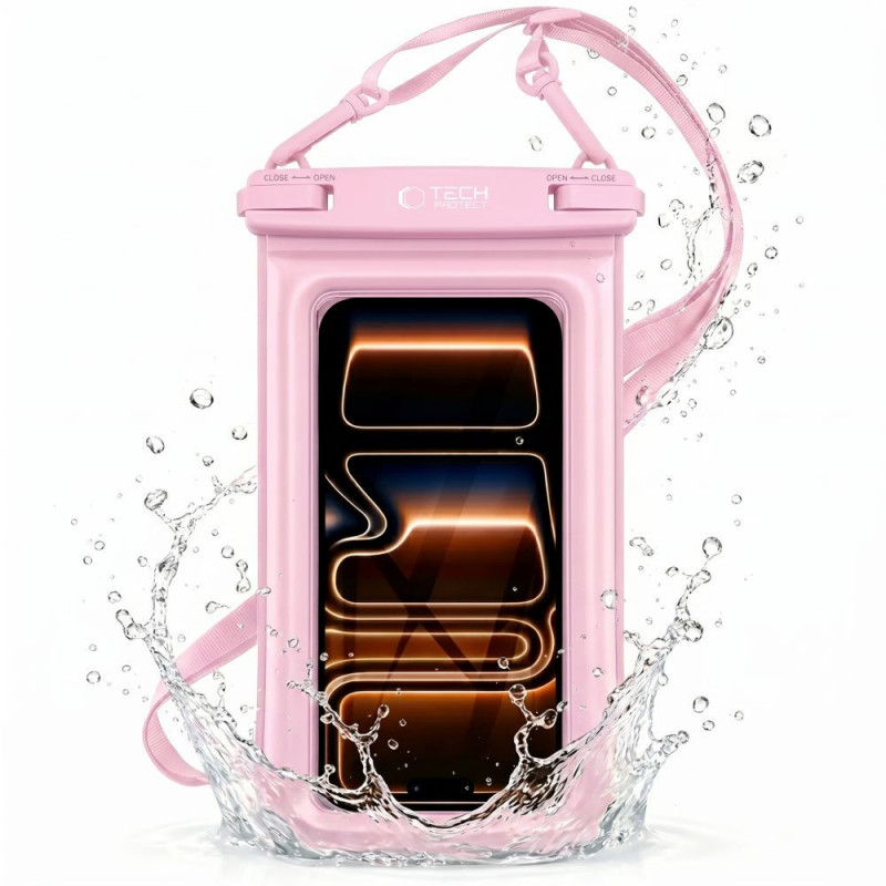Tech-Protect UWC7 Universal Waterproof Floating Case for Smartphones up to 6.9 Inch, Pink