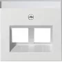 Gira 264027 System 55 Cover for Modular Jack 30 deg 2-gang, Pure White Silk Matt