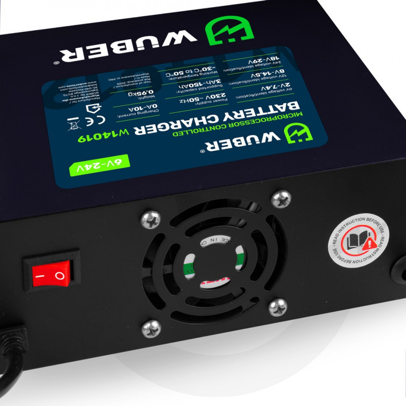 Wuber W14019 Microprocessor Battery Charger, 6/8/12/14/16/24 V, 10 A