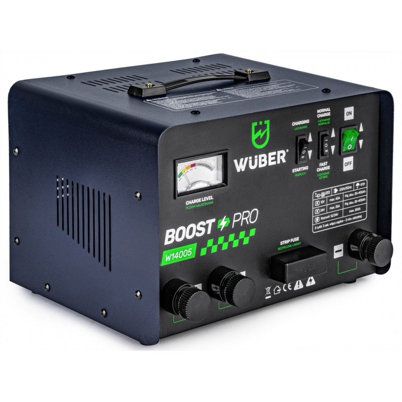 Wuber W14005 Car Battery Charger with Jump Start, 40 A, 12 V/24 V