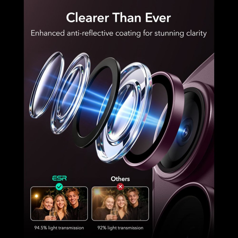 ESR Armorite Camera Protector for Apple iPhone 18 Pro / 18 Pro Max, Deep Burgundy