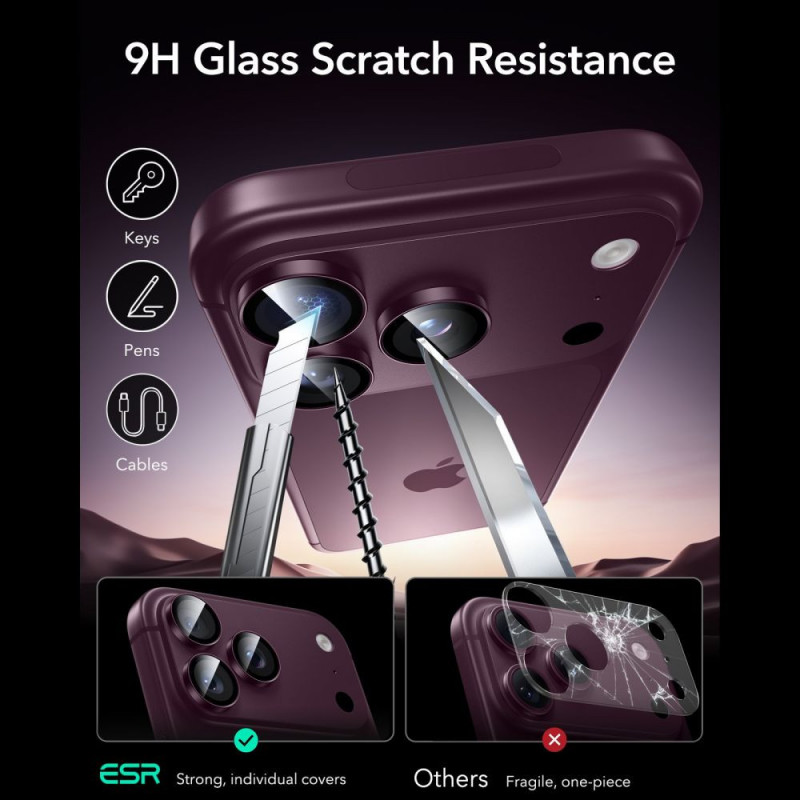 ESR Armorite Camera Protector for Apple iPhone 18 Pro / 18 Pro Max, Deep Burgundy
