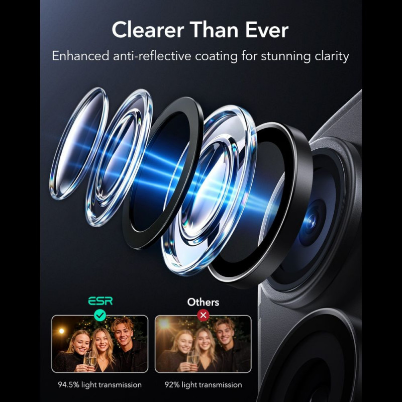 ESR Armorite Camera Protector for Apple iPhone 18 Pro / 18 Pro Max, Black, 2-Pack
