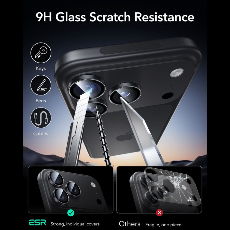 ESR Armorite Camera Protector for Apple iPhone 18 Pro / 18 Pro Max, Black, 2-Pack