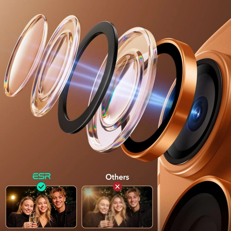 ESR Armorite Camera Protector for Apple iPhone 14 Pro / Max / 15 Pro / Max / 16 Pro / Max / 17 Pro / Max, Orange