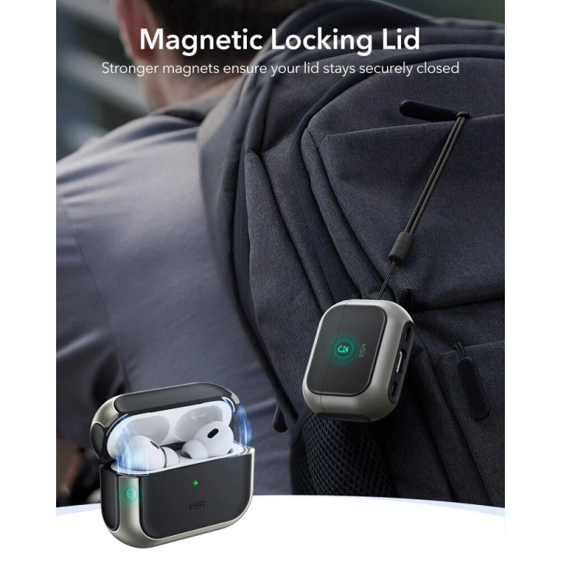 ESR Orbit HaloLock MagSafe Case for Apple AirPods Pro 3, Titanium