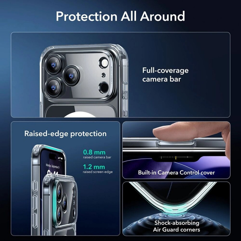 ESR Classic Hybrid MagSafe Case with Tempered Glass for Apple iPhone 17 Pro Max, Clear