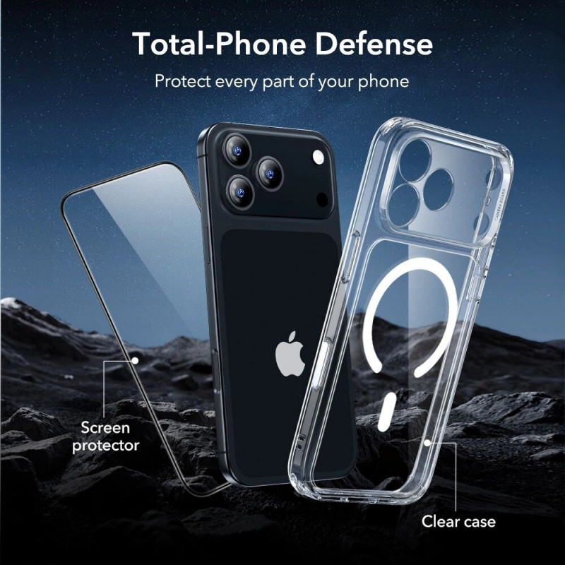 ESR Classic Hybrid MagSafe Case with Tempered Glass for Apple iPhone 17 Pro Max, Clear