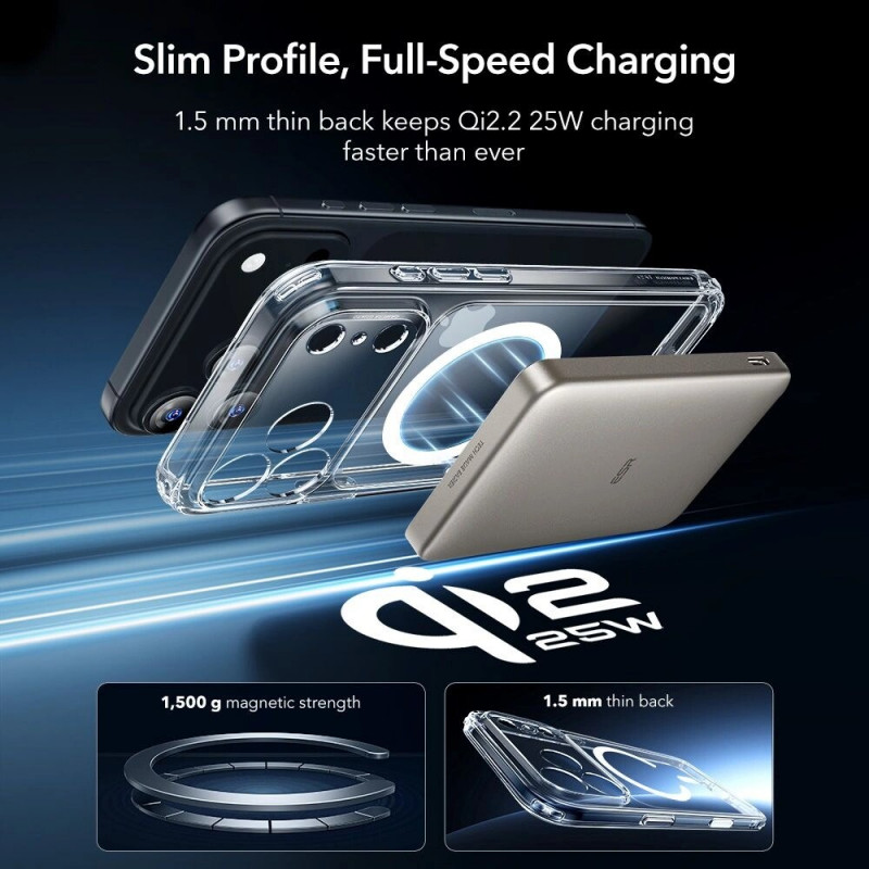 ESR Classic Hybrid MagSafe Case with Tempered Glass for Apple iPhone 17 Pro Max, Clear
