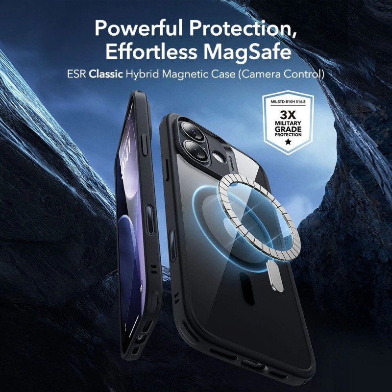 ESR Classic Hybrid MagSafe Case with Tempered Glass for Apple iPhone 17, Clear/black