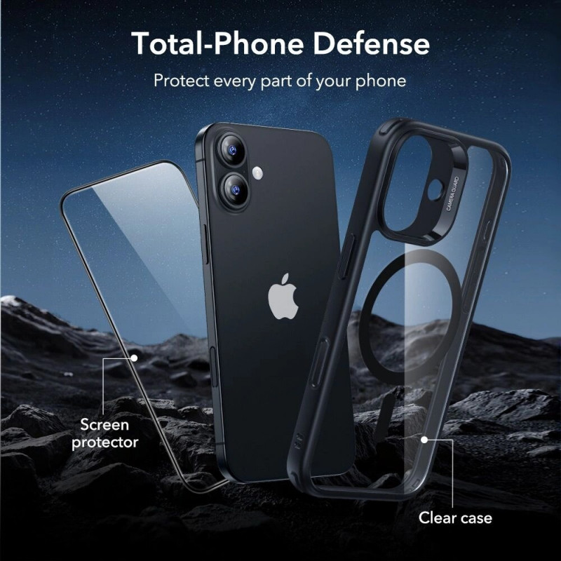 ESR Classic Hybrid MagSafe Case with Tempered Glass for Apple iPhone 17, Clear/black