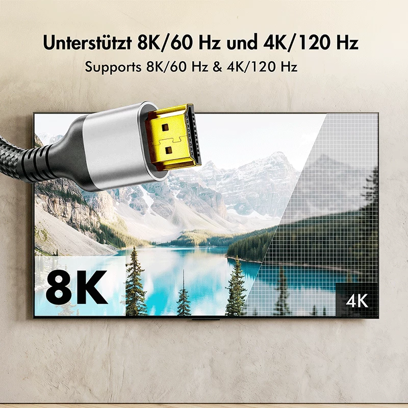 LogiLink CH0124 HDMI cable, A/M to A/M, 8K/60 Hz, 48 Gbps, metal, nylon, black/grey, 5 m