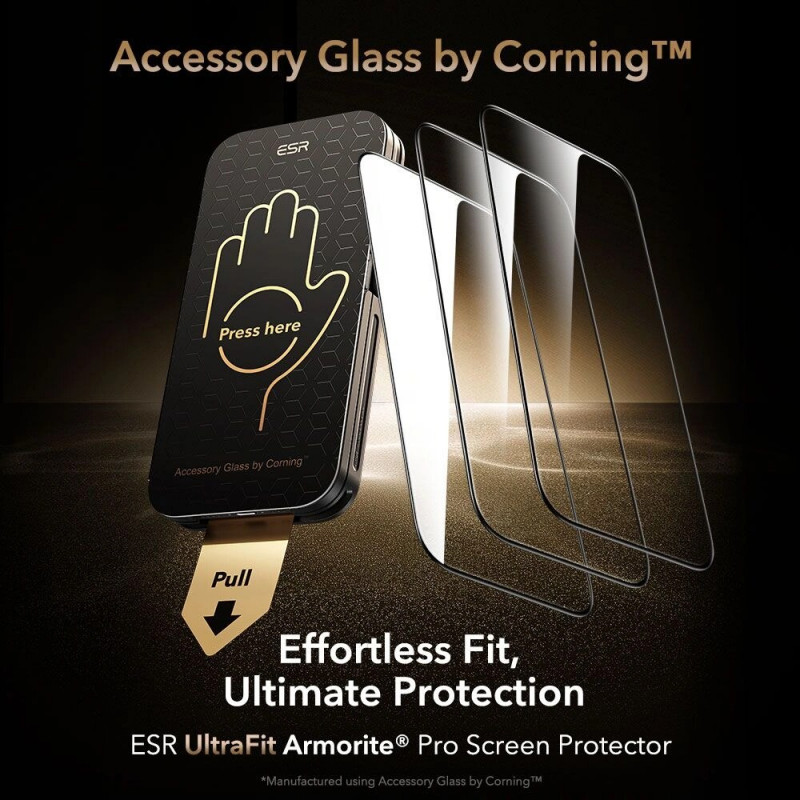 ESR UltraFit Armorite Pro Tempered Glass for Apple iPhone 16 Pro / 17, Clear, Glass by Corning (ESR926)