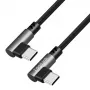 LogiLink CU0461 USB 2.0 Type-C cable, C/M 90° to C/M 90°, 480 Mbps, 100W, metal, silver/black, 1 m