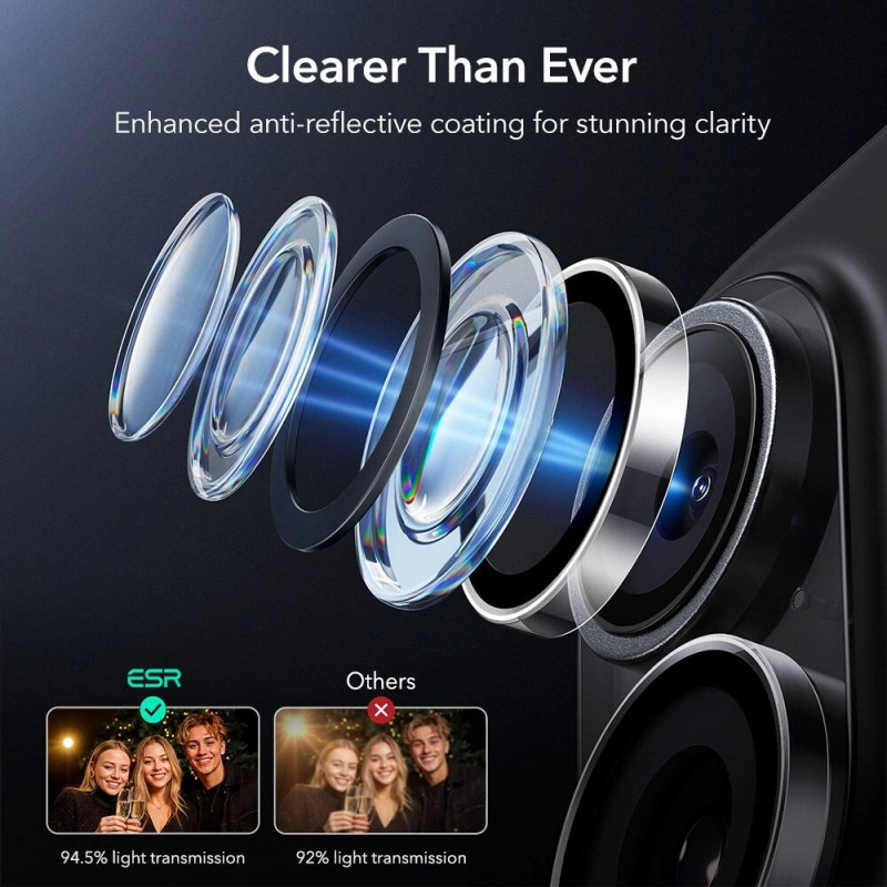 ESR Armorite Camera Protector for Apple iPhone 16 / 16 Plus / 17, Clear (ESR930)