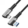 LogiLink CU0471 USB 3.2 Gen1 Type-C cable, A/M 90° to C/M 90°, 5 Gbps, 60W, metal, silver/black, 1 m