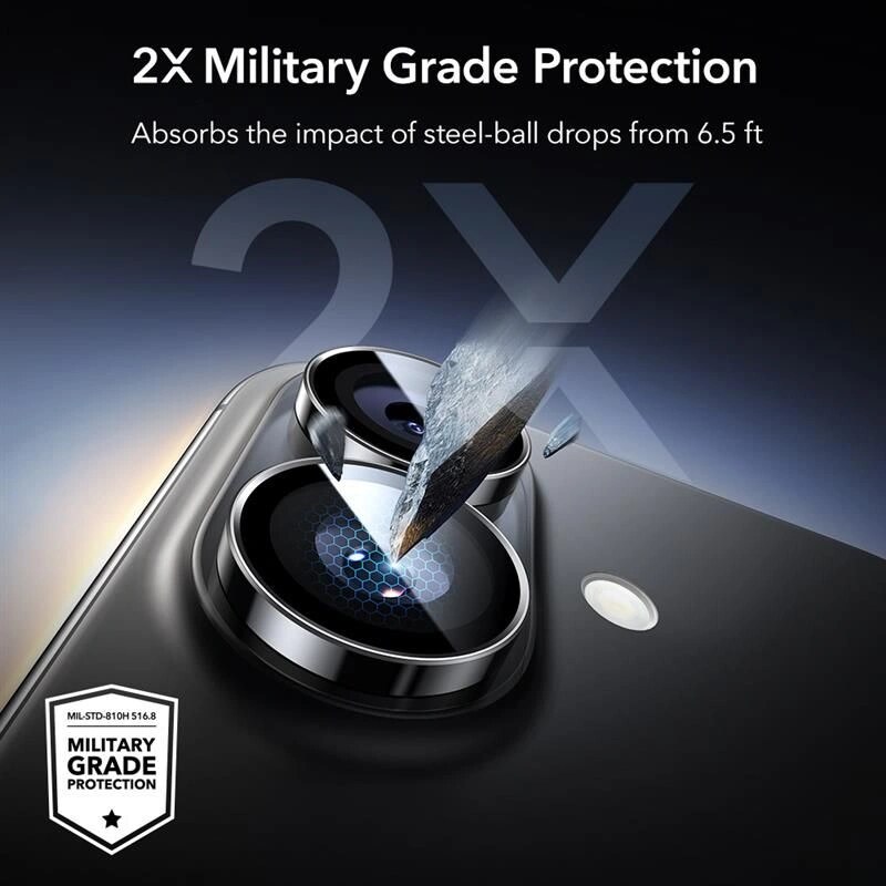 ESR Armorite Camera Protector for Apple iPhone 16 / 16 Plus / 17, Black