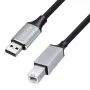 Logilink CU0107 USB 2.0 cable, USB-A/M to USB-B/M, 480 Mbps, nylon, metal, black/silver, 2 m