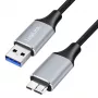 Logilink CU0291 USB 3.0 cable, A/M to Micro-USB/M, 5 Gbps, nylon, metal, black/silver, 2 m