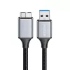Logilink CU0291 USB 3.0 cable, A/M to Micro-USB/M, 5 Gbps, nylon, metal, black/silver, 2 m