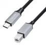 Logilink CU0515 USB 2.0 Type-C cable, C/M to B/M, 480 Mbps, nylon, metal, black/silver, 2 m