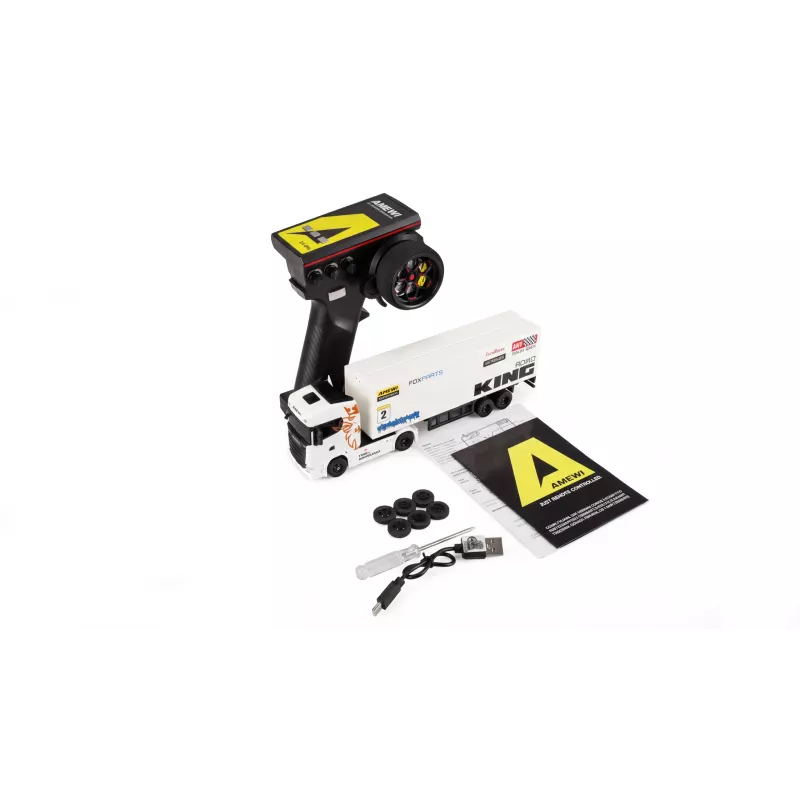 Amewi Mini-Scania 730 S with Box Trailer 1:64 RTR, white (22784)