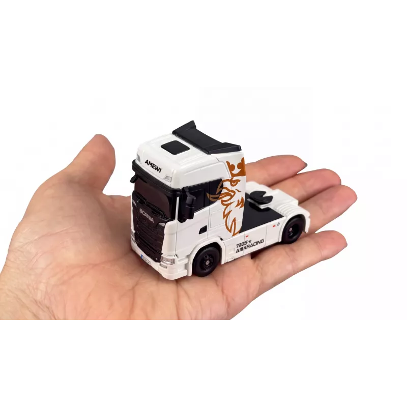 Amewi Mini-Scania 730 S with Box Trailer 1:64 RTR, white (22784)