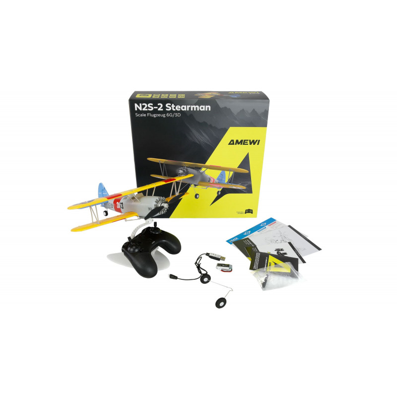 Amewi AMXFlight N2S-2 Stearman 360 mm 6G/3D 6-Channel RTF, 14+ (24148)