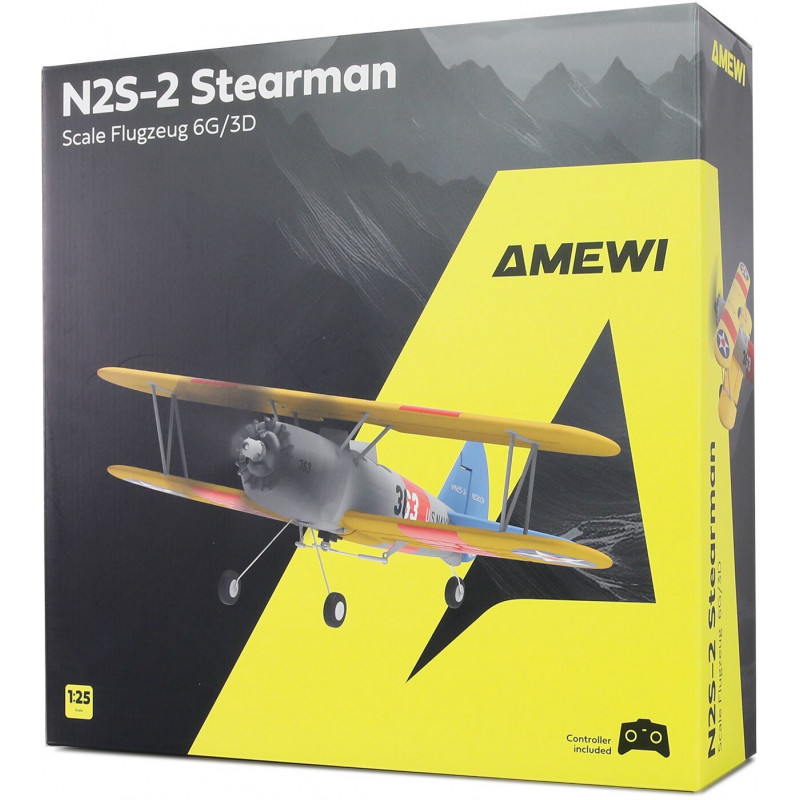 Amewi AMXFlight N2S-2 Stearman 360 mm 6G/3D 6-Channel RTF, 14+ (24148)