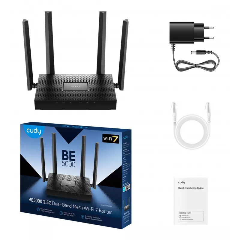 CUDY WR5000 BE5000 2.5G Wi-Fi 7 Mesh Router, 4.32 Gbps