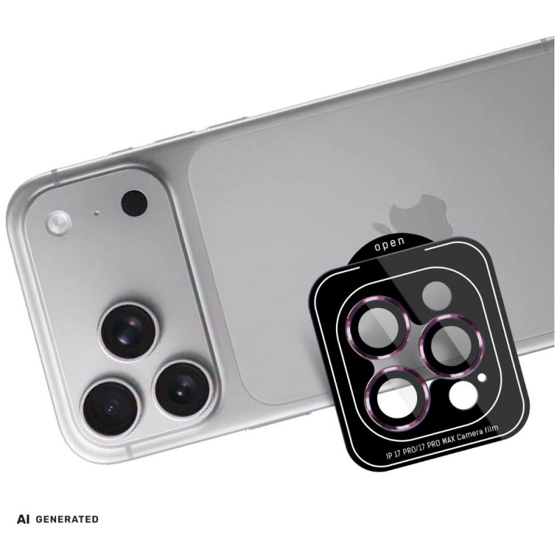 3MK Lens Protection Pro Apple iPhone 18 Pro / 18 Pro Max camera lens protector, tempered glass, Burgundy